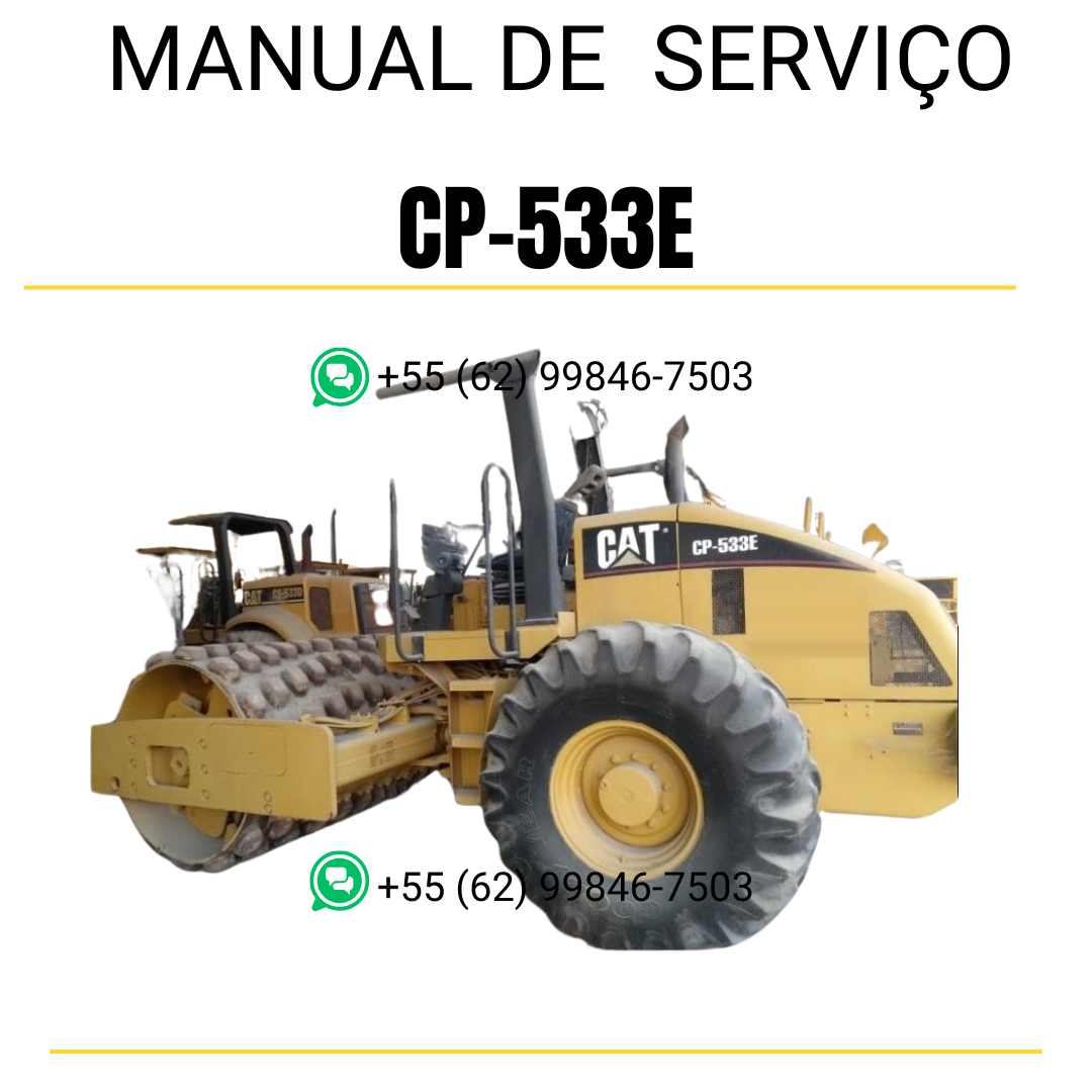 Manual de serviço Caterpillar CP-533E em inglês, PDF técnico para rolo compactador vibratório com instruções completas de manutenção e reparo