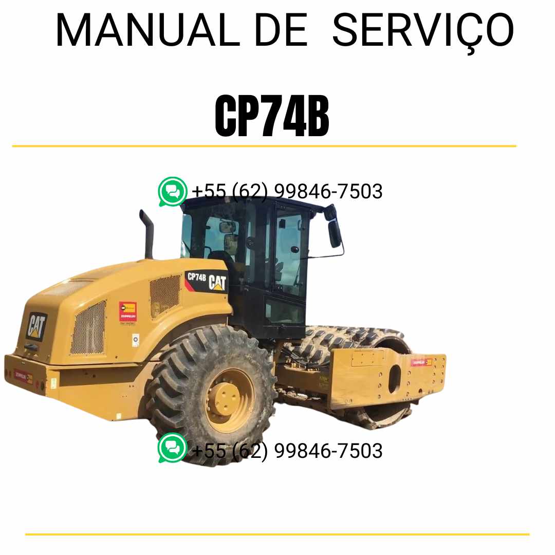 Manual de serviço Caterpillar CP-74B em inglês, PDF técnico para rolo compactador vibratório com instruções detalhadas de manutenção e guia completo de reparo