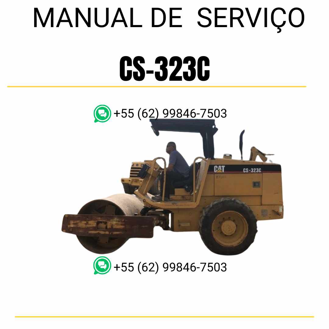 Manual de serviço Caterpillar CS-323C em inglês para rolo compactador vibratório, PDF técnico completo com guias detalhados de manutenção e reparo