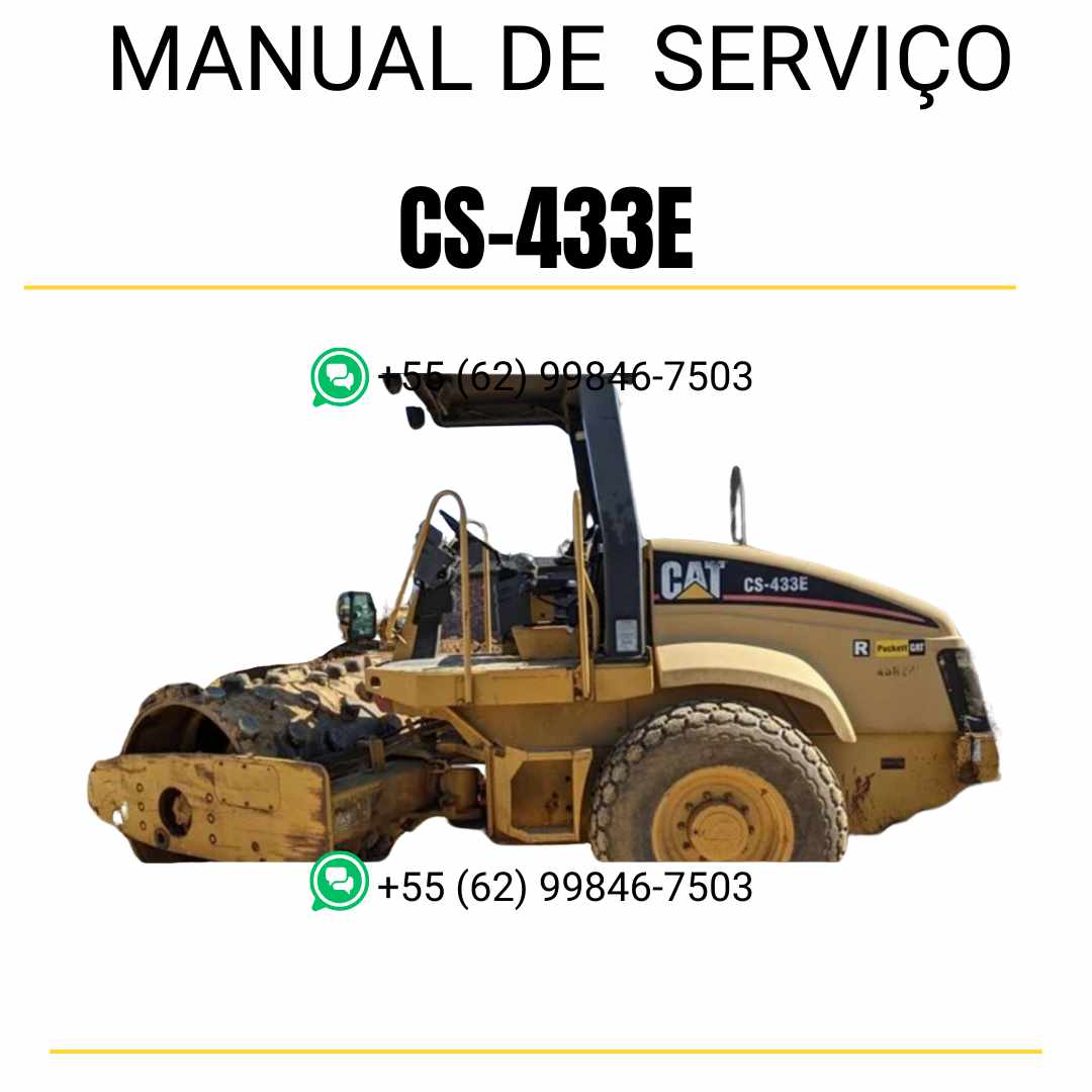 Manual de serviço Caterpillar CS-433E em inglês para rolo compactador vibratório, PDF completo com instruções técnicas de manutenção e reparo detalhado