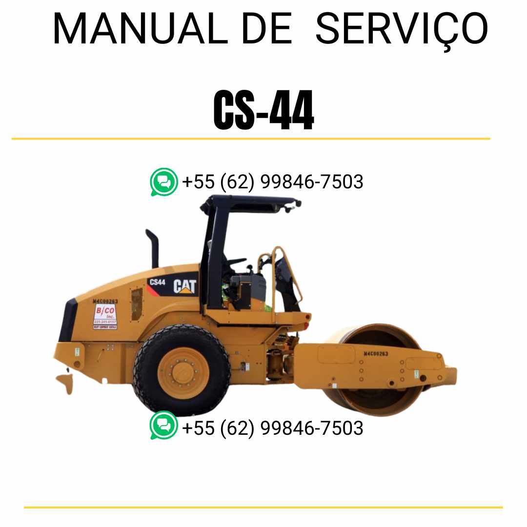 Manual de serviço Caterpillar CS-44 em inglês para rolo compactador vibratório, PDF técnico completo com instruções detalhadas de manutenção e reparo