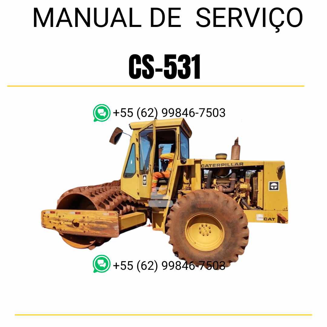 Manual de serviço Caterpillar CS-531 em inglês para rolo compactador vibratório, PDF técnico completo com instruções de manutenção e guias detalhados