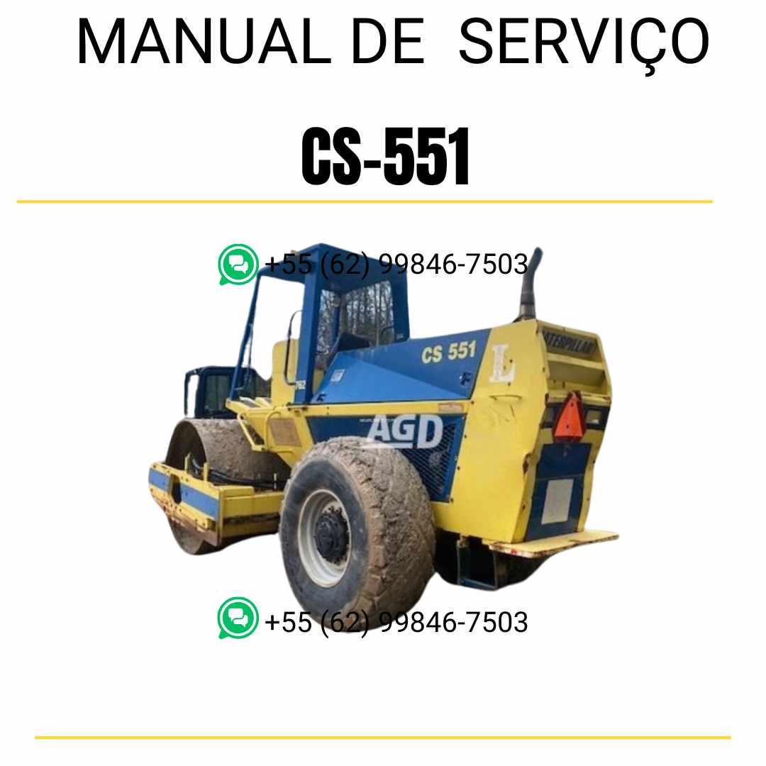 Manual de serviço Caterpillar CS-551 em inglês para rolo compactador vibratório, PDF completo com instruções detalhadas de manutenção e guias técnicos