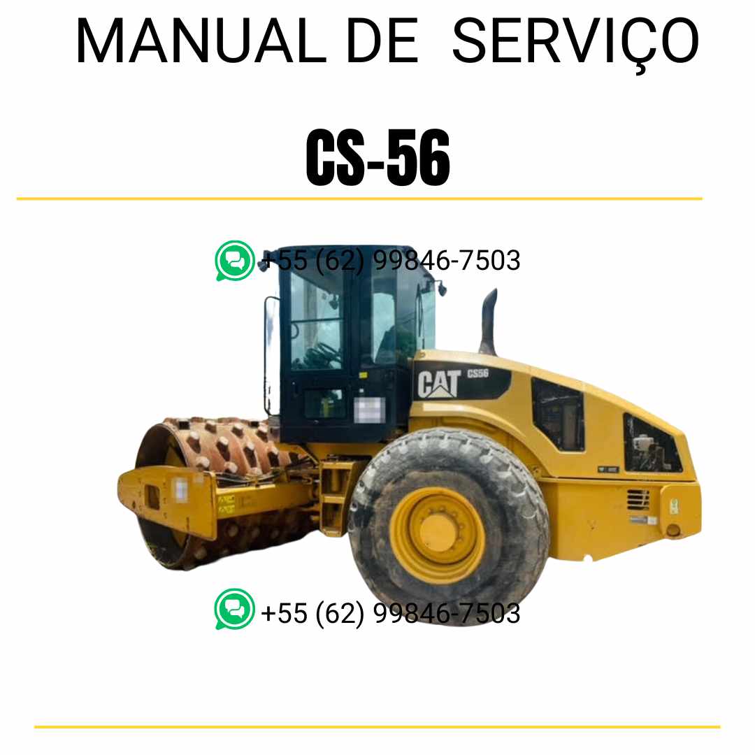 Manual de serviço Caterpillar CS-56 em inglês para rolo compactador vibratório, PDF técnico completo com instruções detalhadas de manutenção e guias de reparo