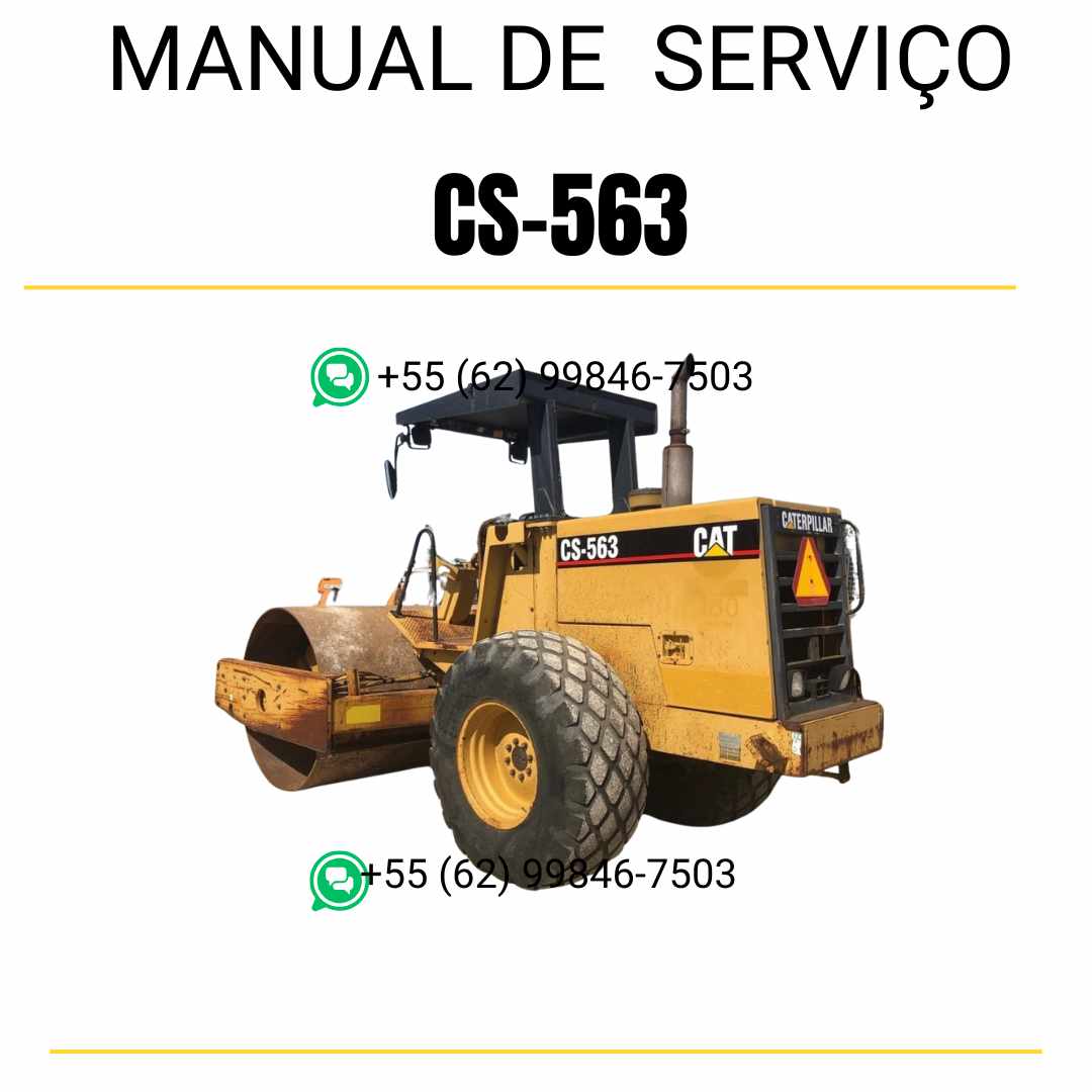 Manual de serviço Caterpillar CS-563 em inglês para rolo compactador vibratório, PDF completo com instruções técnicas de manutenção e guias detalhados