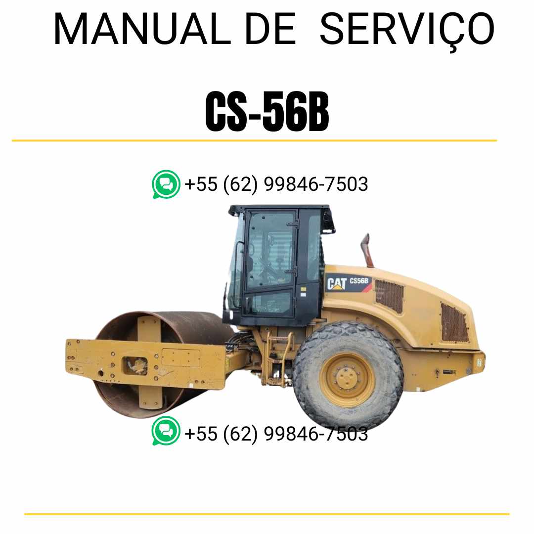 Manual de serviço Caterpillar CS-56B em inglês para rolo compactador vibratório, PDF completo com instruções técnicas detalhadas de manutenção e reparo