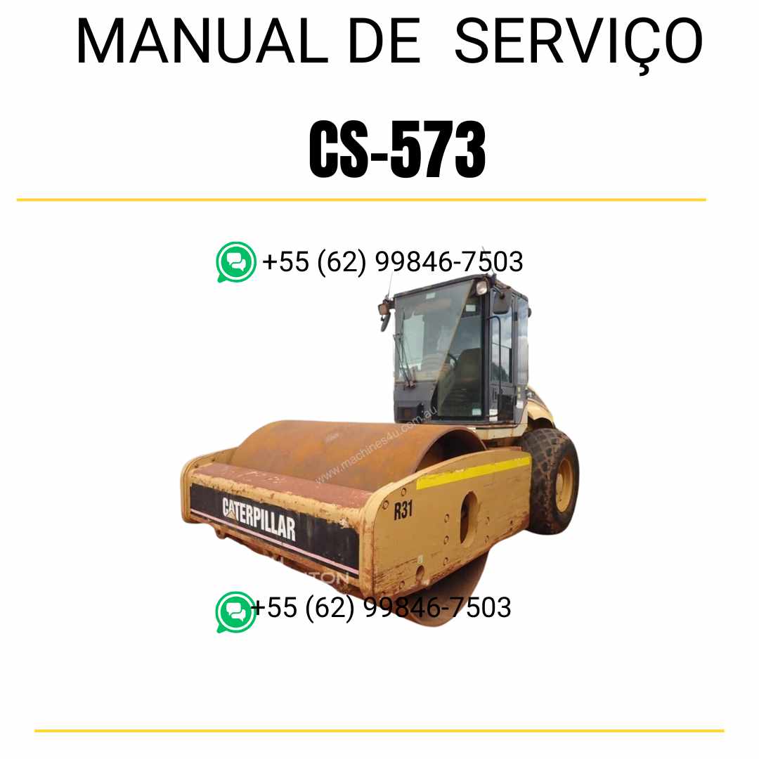Manual de serviço Caterpillar CS-573 em inglês para rolo compactador vibratório, PDF completo com guias técnicos de manutenção e instruções detalhadas