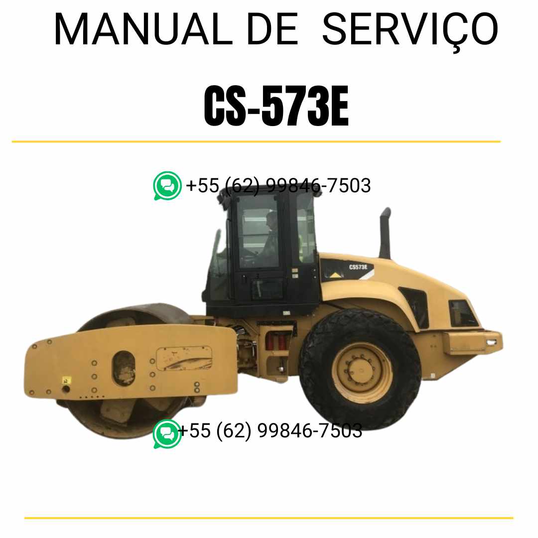 Manual de serviço Caterpillar CS-573E em inglês para rolo compactador vibratório, PDF completo com orientações técnicas de manutenção e guias de reparo