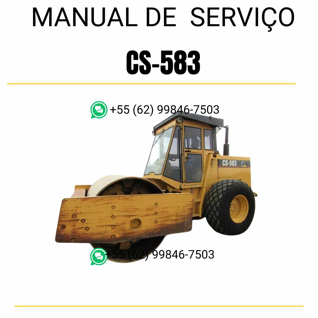 Manual de serviço Caterpillar CS-583 em inglês para rolo compactador vibratório, PDF técnico completo com instruções de manutenção e guias detalhados