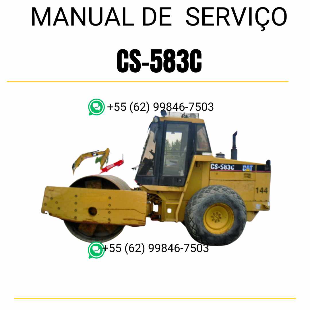Manual de serviço Caterpillar CS-583C em inglês para rolo compactador vibratório, PDF técnico completo com instruções de manutenção e guias detalhados
