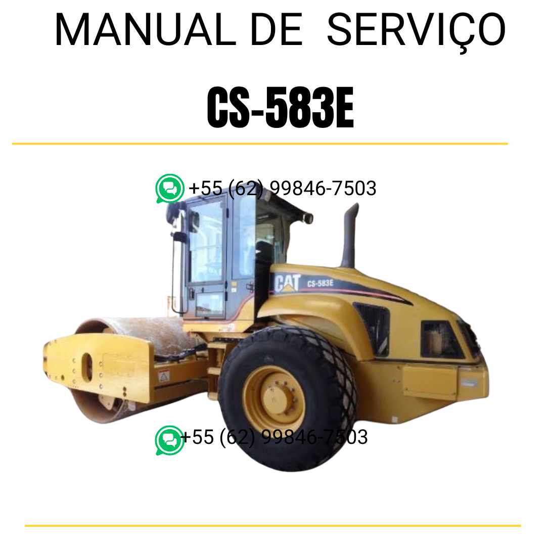 Manual de serviço Caterpillar CS-583E em inglês para rolo compactador vibratório, PDF técnico completo com guias de manutenção e instruções detalhadas