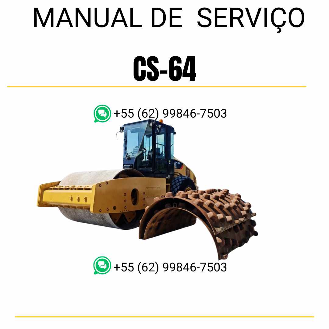 Manual de serviço Caterpillar CS-64 em inglês para rolo compactador vibratório, PDF completo com instruções detalhadas de manutenção e guias técnicos
