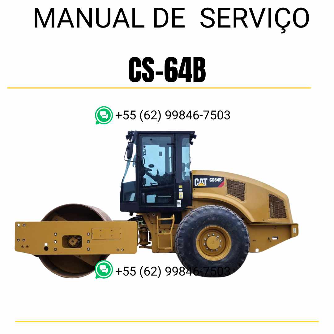 Manual de serviço Caterpillar CS-64B em inglês para rolo compactador vibratório, PDF técnico completo com guias de manutenção e instruções detalhadas de reparo