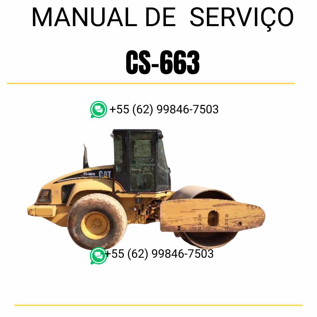 Manual de serviço Caterpillar CS-663 em inglês para rolo compactador vibratório, PDF técnico completo com instruções de manutenção e guias detalhados