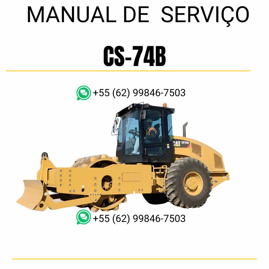Manual de serviço Caterpillar CS-74B em inglês para rolo compactador vibratório, PDF completo com instruções técnicas de manutenção e guias detalhados