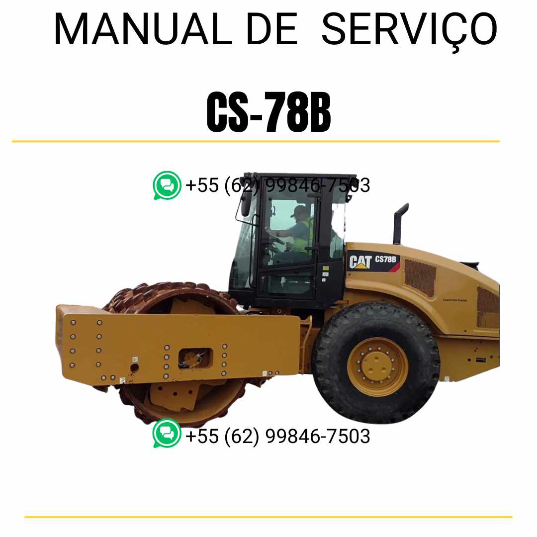 Manual de serviço Caterpillar CS-78B em inglês para rolo compactador vibratório, PDF completo com instruções técnicas de manutenção e guias detalhados