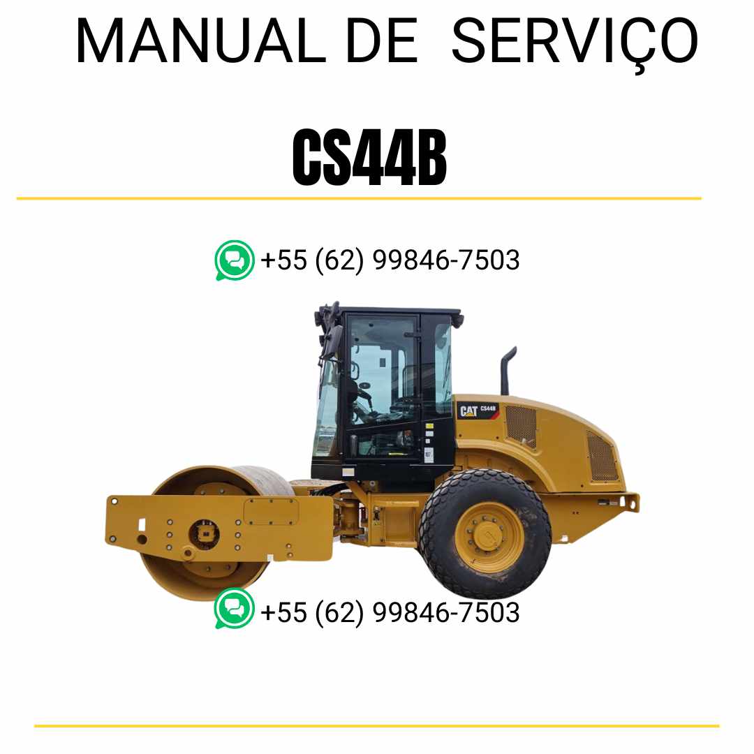 Manual de serviço Caterpillar CS44B em inglês, PDF técnico para rolo compactador vibratório com instruções completas de manutenção e guia de reparo