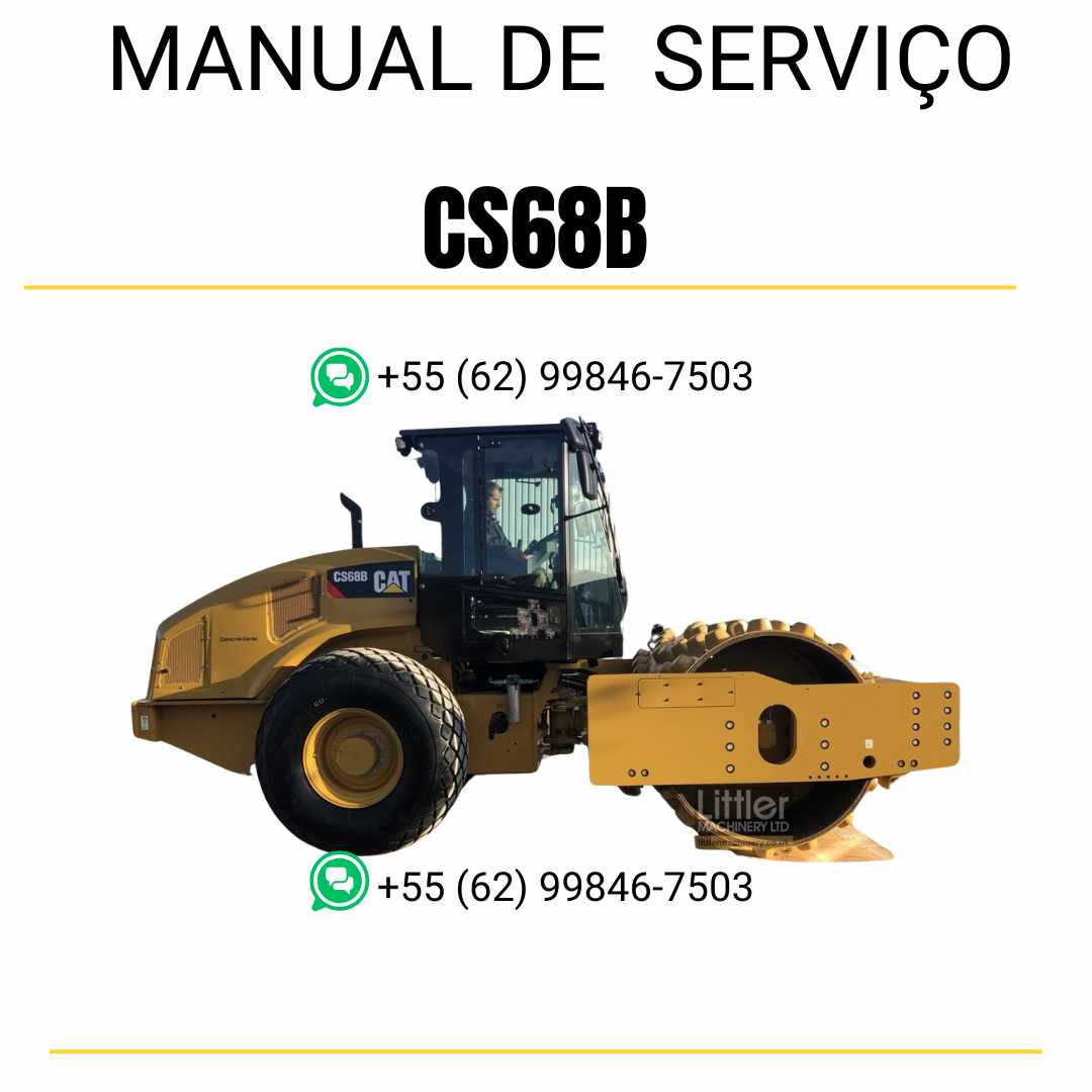 Manual de serviço Caterpillar CS68B em inglês para rolo compactador vibratório, PDF técnico completo com instruções detalhadas de manutenção e reparo
