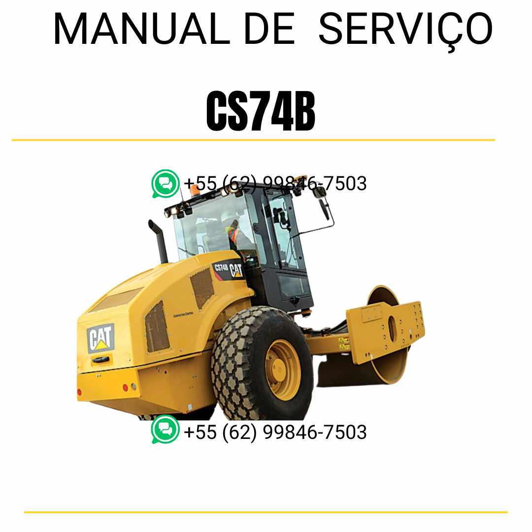 Manual de serviço Caterpillar CS74B em inglês para rolo compactador vibratório, PDF completo com instruções técnicas de manutenção e guias detalhados