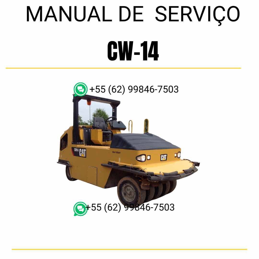 Manual de serviço Caterpillar CW-14 em inglês para rolo compactador pneumático, PDF detalhado com guias técnicos de manutenção e instruções completas