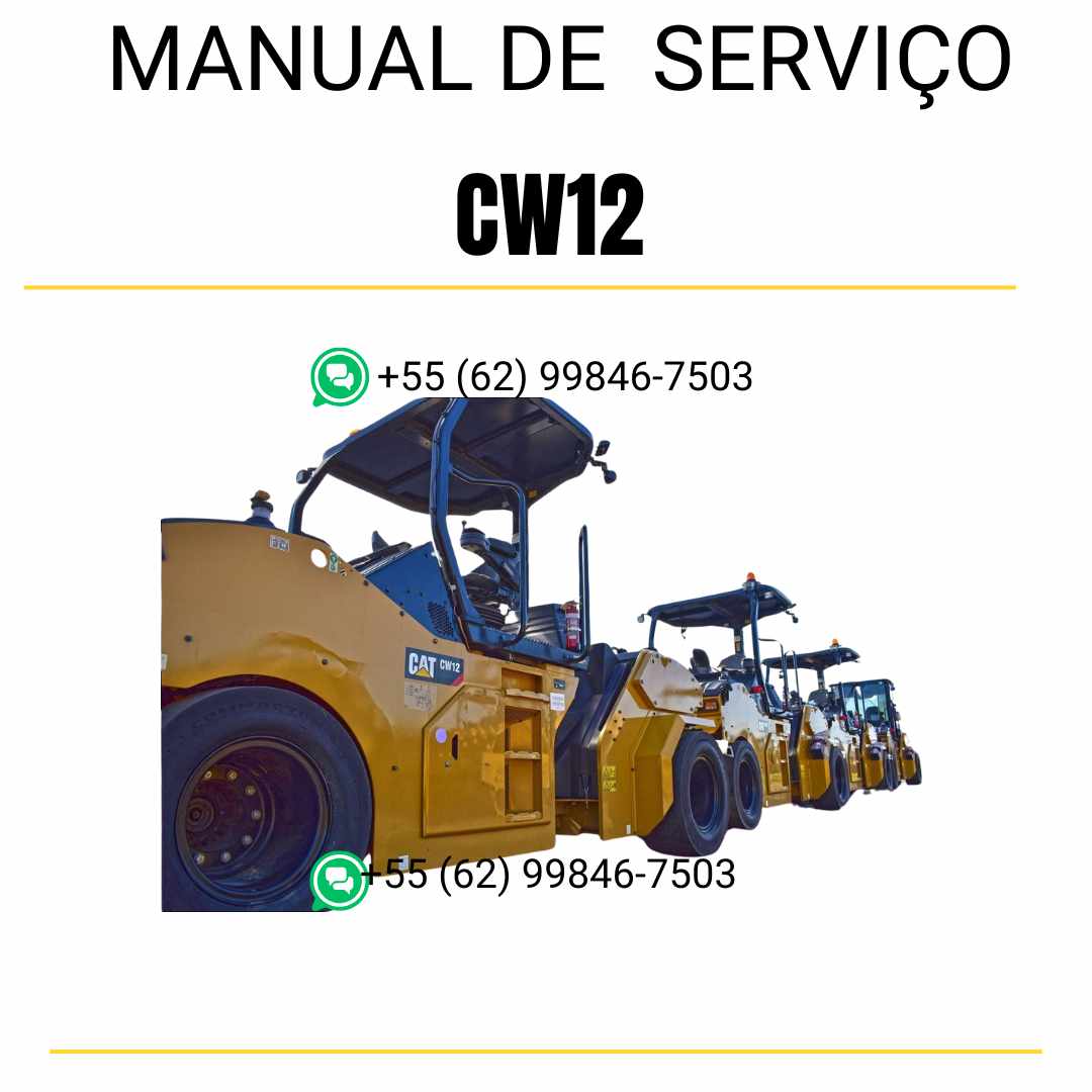 Manual de serviço Caterpillar CW12 em inglês para rolo compactador pneumático, PDF técnico completo com instruções detalhadas de manutenção e reparo