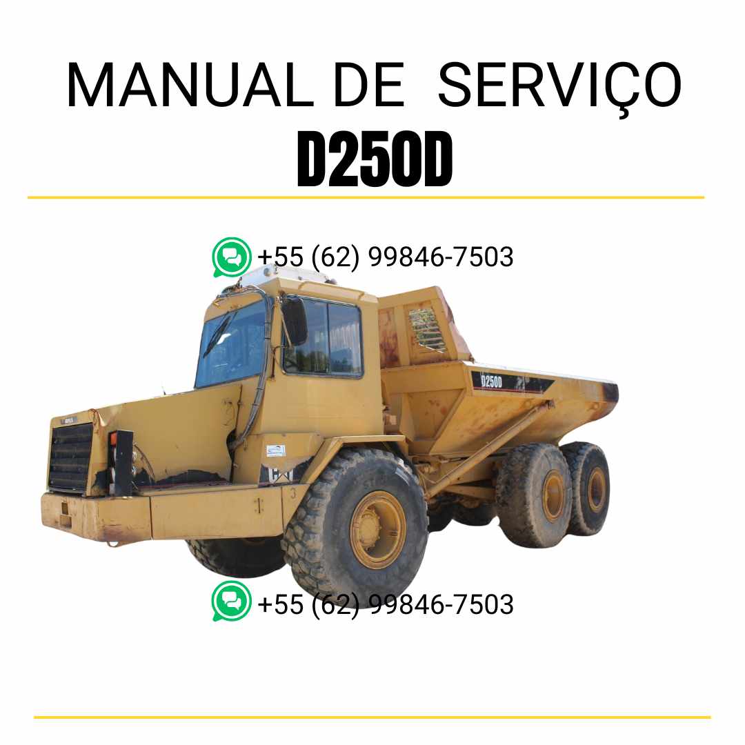 Manual de serviço Caterpillar D250D caminhão articulado em PDF, versão em inglês com instruções detalhadas de manutenção e reparos técnicos