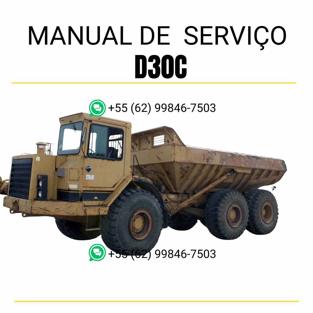 Manual de serviço Caterpillar D30C caminhão articulado em PDF, versão em inglês com instruções técnicas completas de manutenção e diagramas detalhados