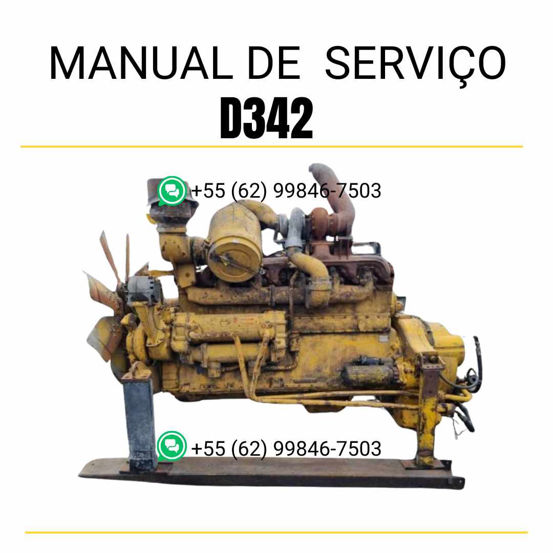 Manual de serviço do motor Caterpillar D342 em PDF, com ilustrações técnicas, instruções detalhadas de reparo e guia completo de manutenção