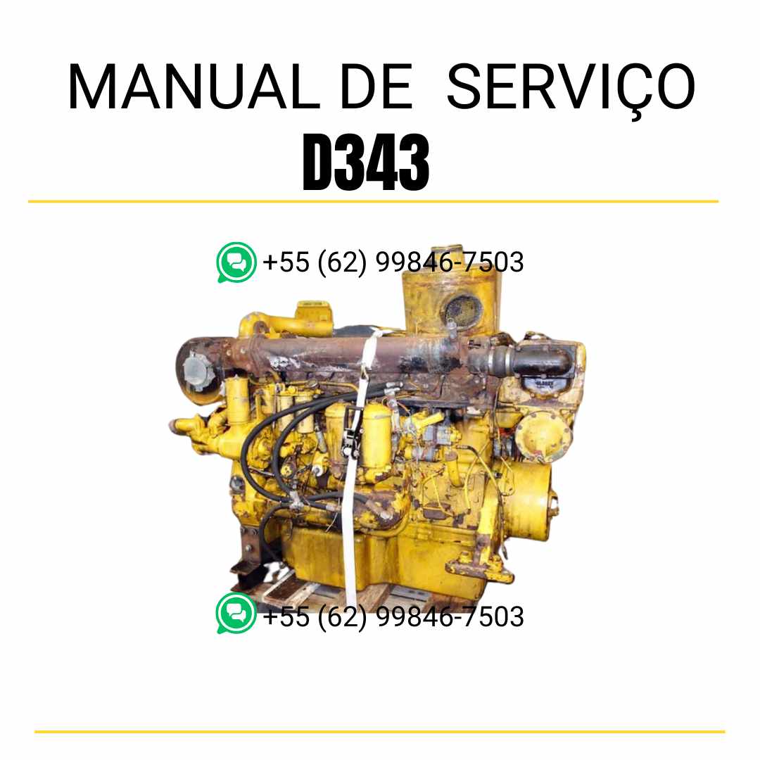 Manual de serviço Caterpillar motor D343 em PDF, guia ilustrado com procedimentos de reparo detalhados e orientações completas de manutenção