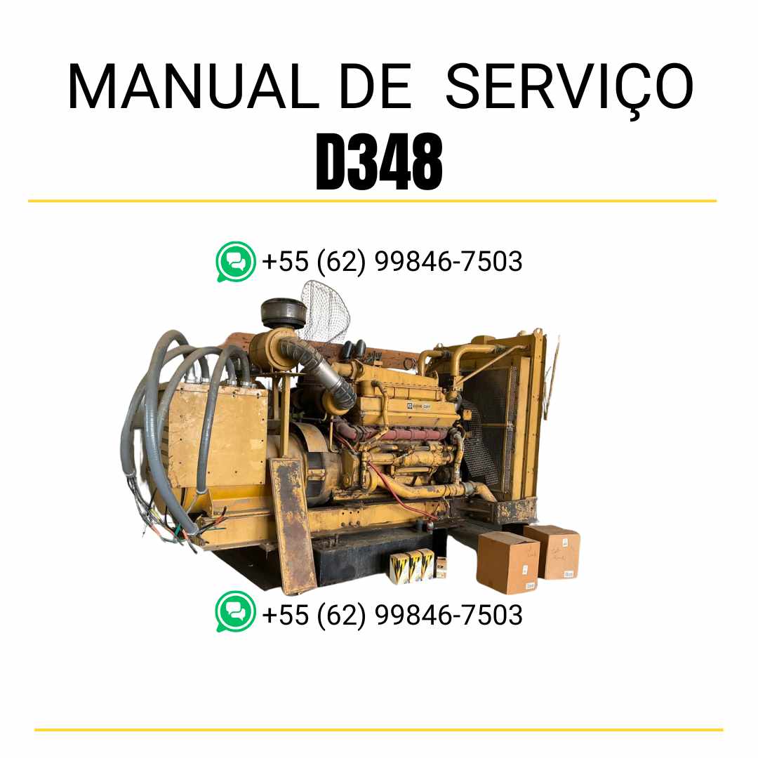 Manual de serviço em PDF do motor industrial Caterpillar D348, incluindo guia de manutenção completa, diagramas técnicos e instruções detalhadas