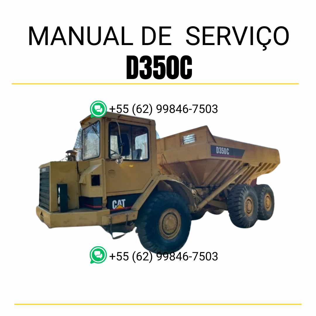Manual de serviço Caterpillar D350C caminhão articulado em PDF, guia técnico em inglês com instruções de reparo e manutenção detalhadas