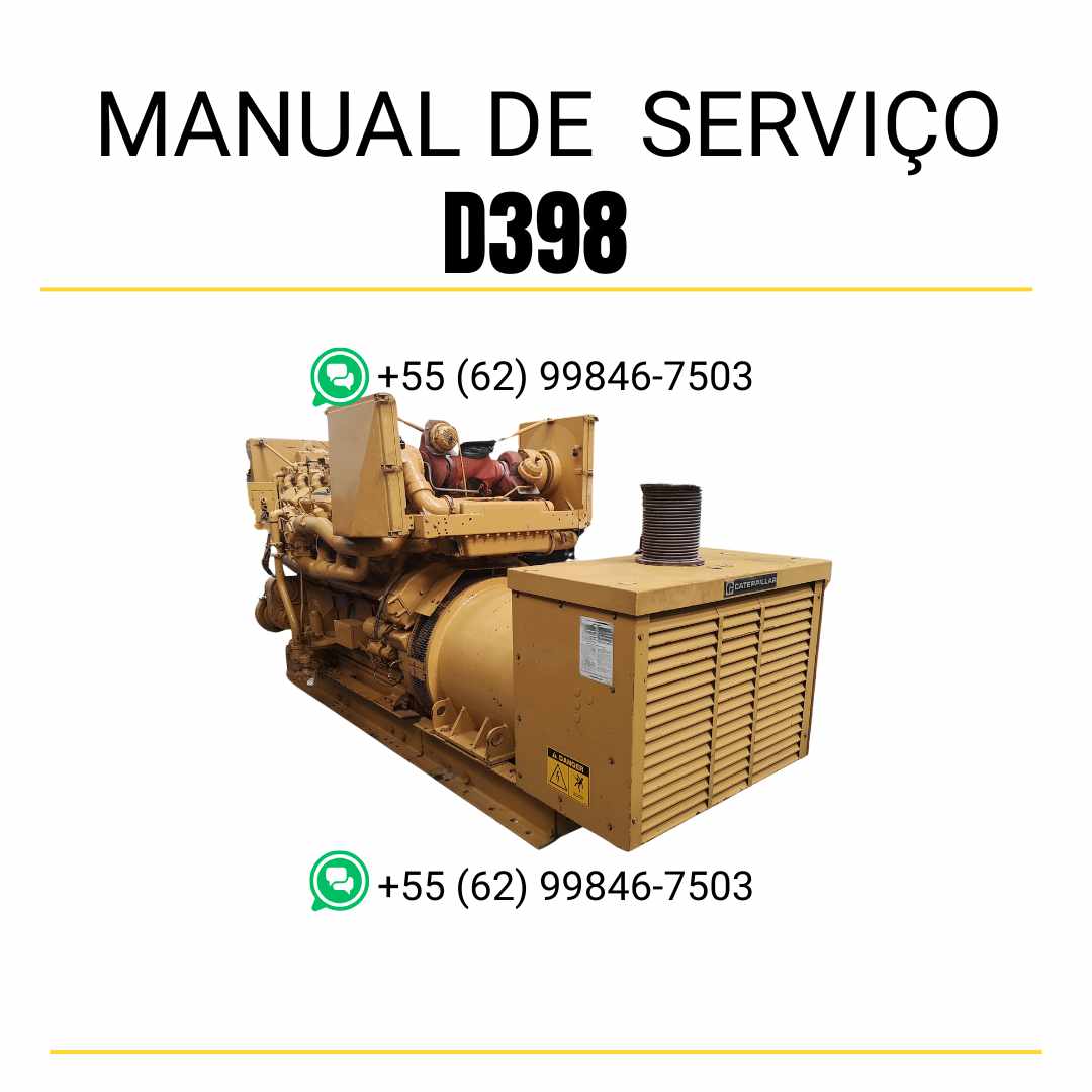 Manual de serviço em PDF do motor industrial Caterpillar D398, com diagramas técnicos, instruções de manutenção e procedimentos completos