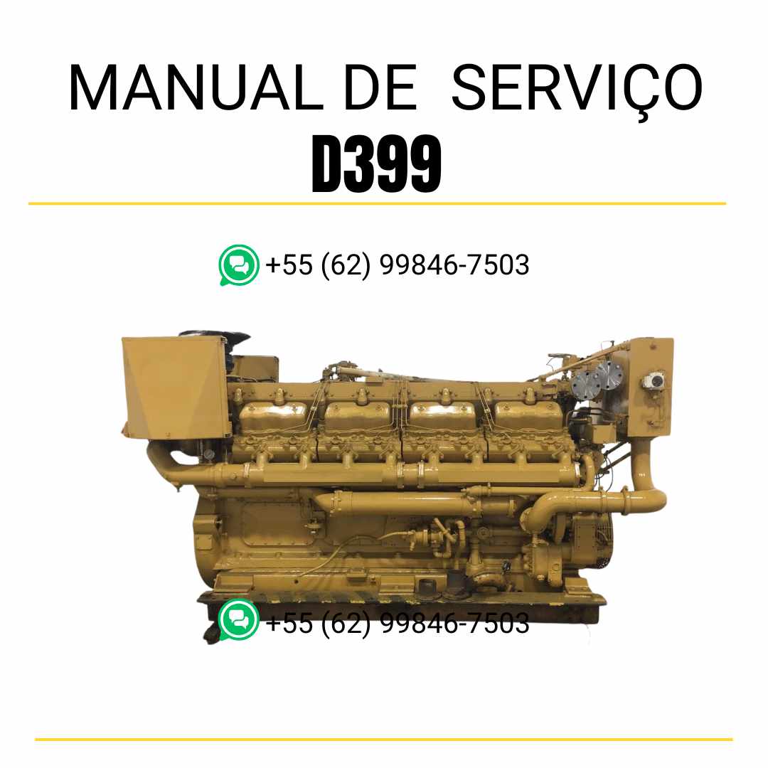 Manual de serviço em PDF do motor industrial Caterpillar D399, com instruções técnicas detalhadas, diagramas e procedimentos de manutenção