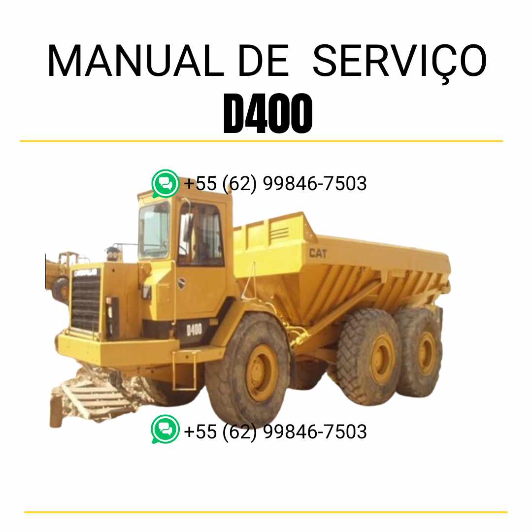 Manual de serviço Caterpillar D400 caminhão articulado em PDF, instruções completas em inglês para manutenção e reparos técnicos