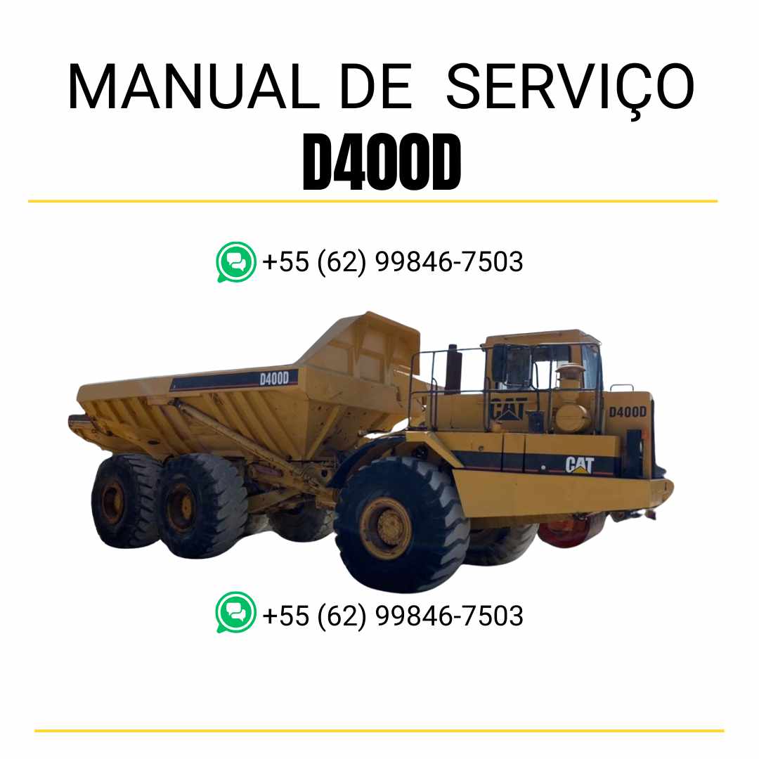 Manual de serviço Caterpillar D400D caminhão articulado em PDF, conteúdo em inglês com guia técnico detalhado para manutenção e reparos