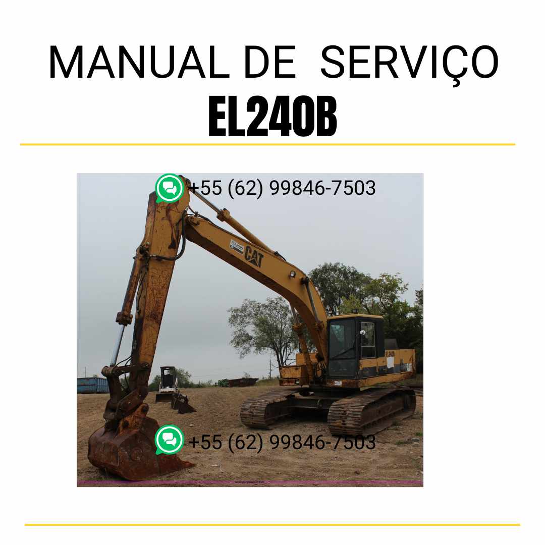Manual de serviço em PDF da escavadora Caterpillar EL240B em inglês com guia técnico detalhado para manutenção preventiva, reparos e diagnósticos
