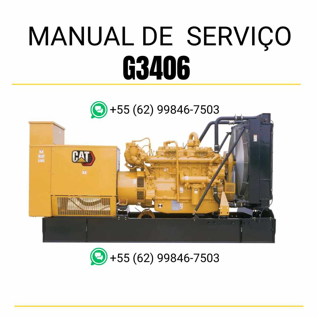 Manual de serviço do grupo gerador Caterpillar G3406 em PDF, guia técnico completo com instruções detalhadas para manutenção preventiva e reparos