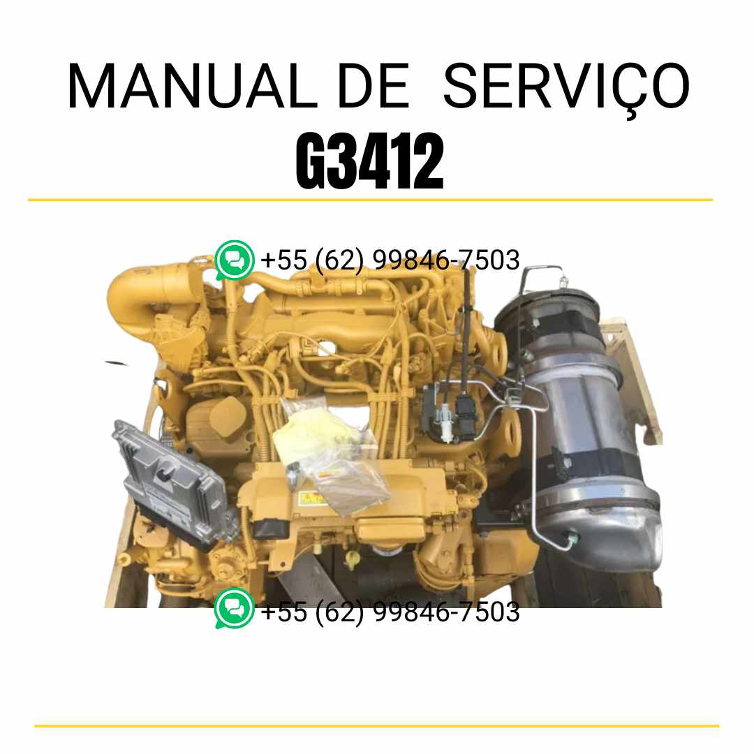 Manual de serviço em PDF do motor industrial Caterpillar G3412 para máquinas pesadas, guia técnico completo de manutenção com instruções detalhadas e diagramas
