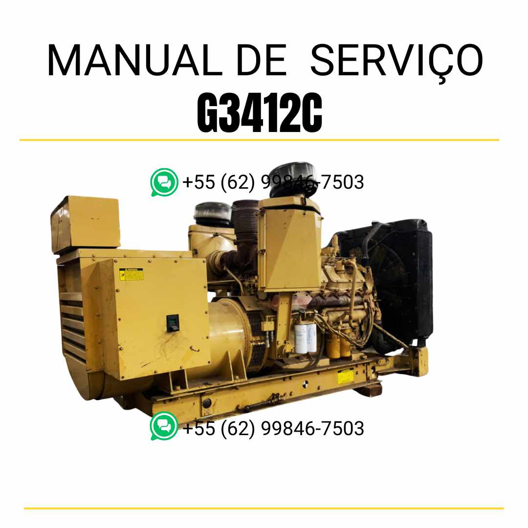 Manual de serviço do grupo gerador Caterpillar G3412C em PDF, guia técnico detalhado com procedimentos completos de manutenção e reparos