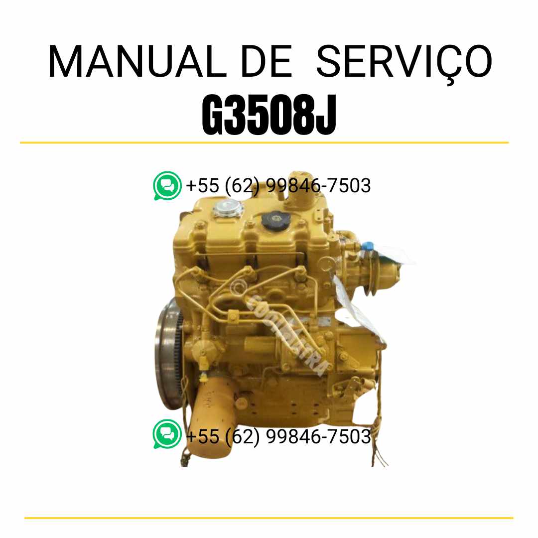 Manual de serviço em PDF do motor industrial Caterpillar G3508J para máquinas pesadas, guia completo de manutenção com instruções e diagramas técnicos