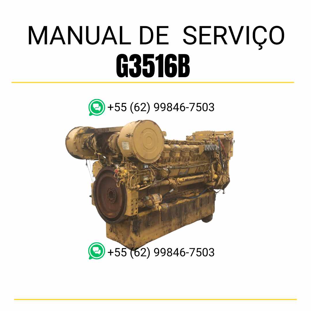 Manual de serviço em PDF do motor industrial Caterpillar G3516B para máquinas pesadas, guia completo de manutenção com instruções técnicas detalhadas