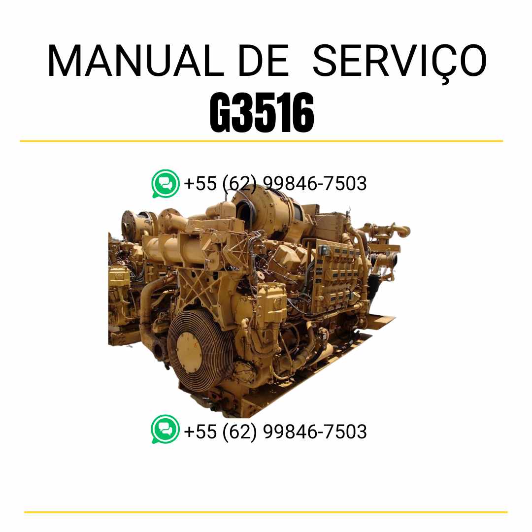 Manual de serviço em PDF do motor industrial Caterpillar G3516E para máquinas pesadas, com instruções técnicas detalhadas e guia completo de manutenção