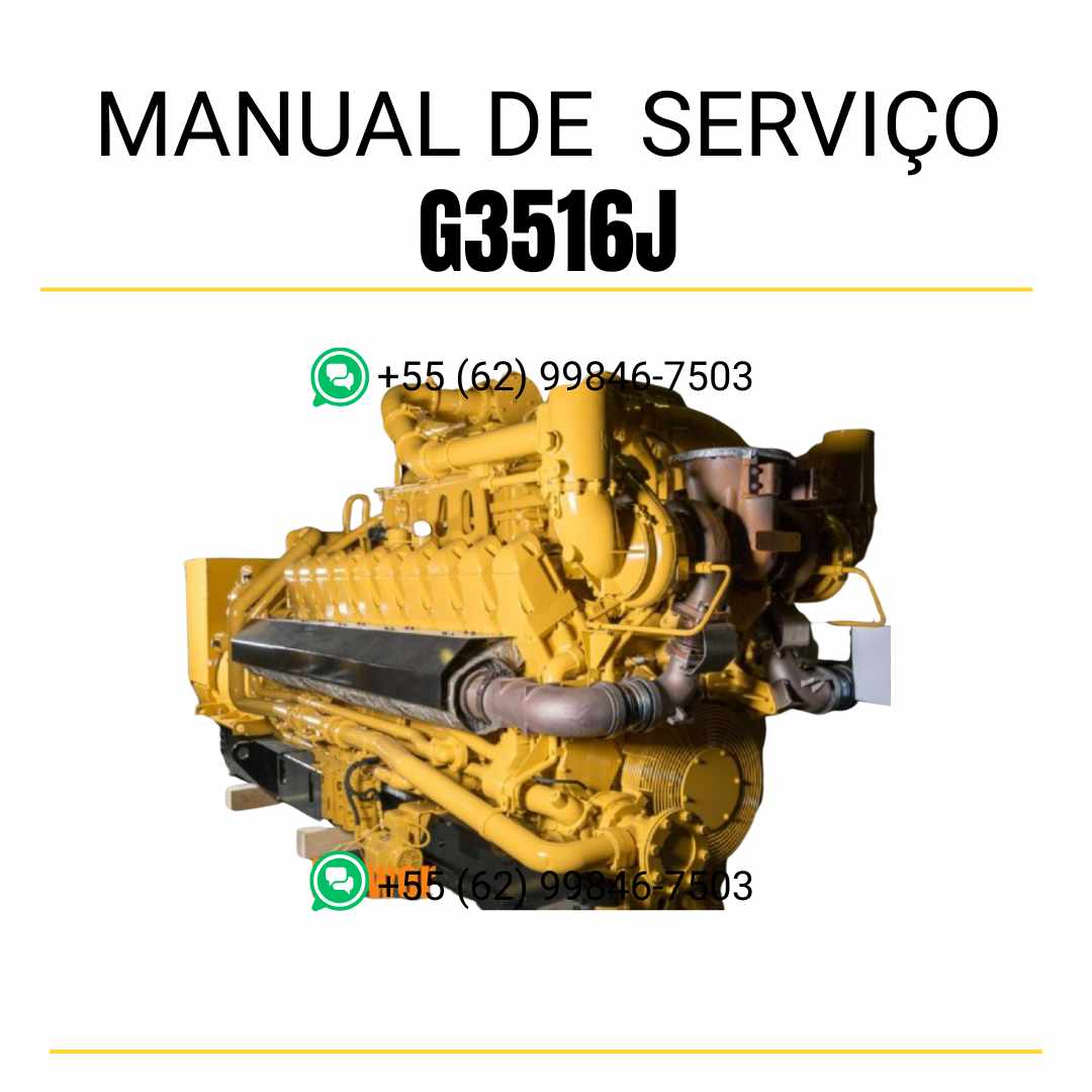 Manual de serviço em PDF do motor industrial Caterpillar G3516J para máquinas pesadas, guia técnico completo com instruções de manutenção e reparo