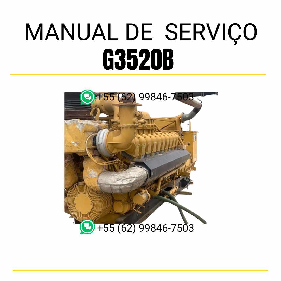 Manual de serviço em PDF do motor industrial Caterpillar G3520B para máquinas pesadas, guia completo de manutenção com instruções técnicas detalhadas