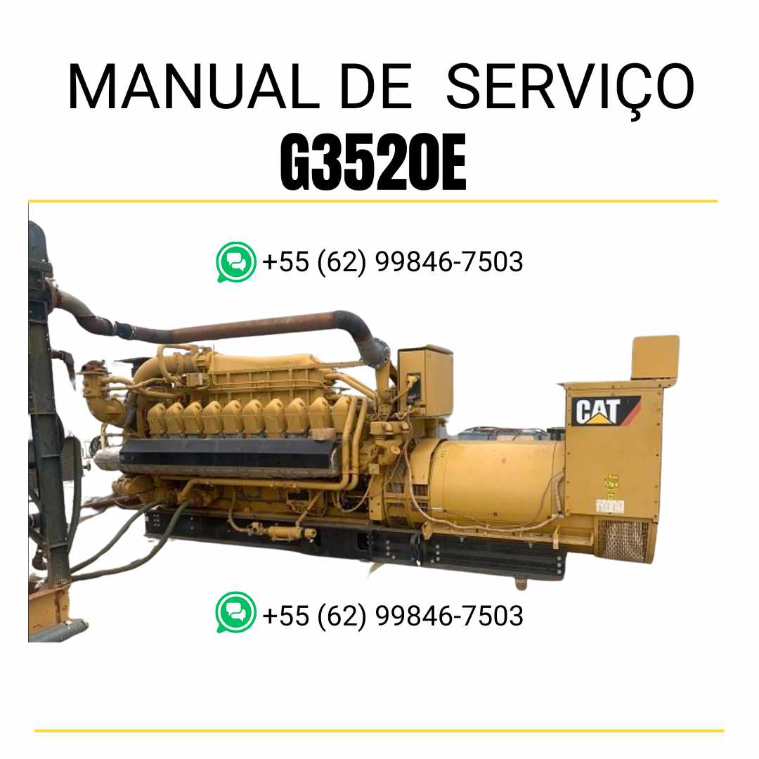 Manual de serviço Caterpillar G3520E em PDF com procedimentos detalhados de manutenção e diagramas técnicos do grupo gerador.