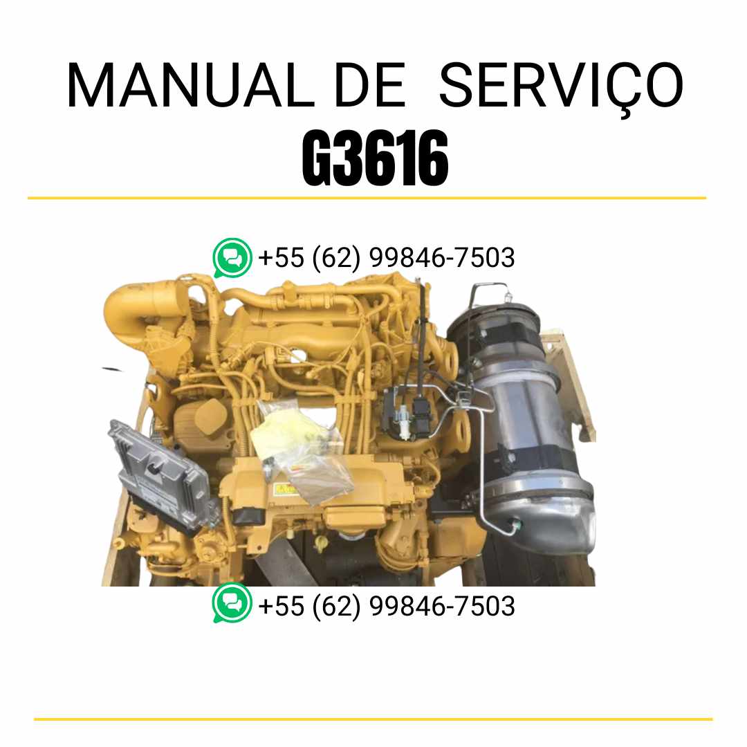 Manual de serviço em PDF do motor industrial Caterpillar G3616 para máquinas pesadas, guia completo de manutenção com instruções técnicas detalhadas