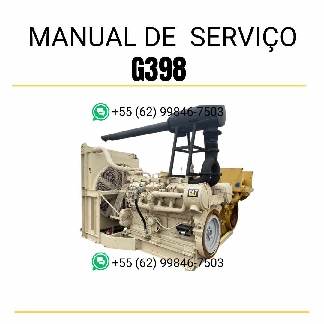 Manual de serviço em PDF do motor industrial Caterpillar G398 para máquinas industriais, com orientações técnicas de manutenção, ajustes e diagramas completos