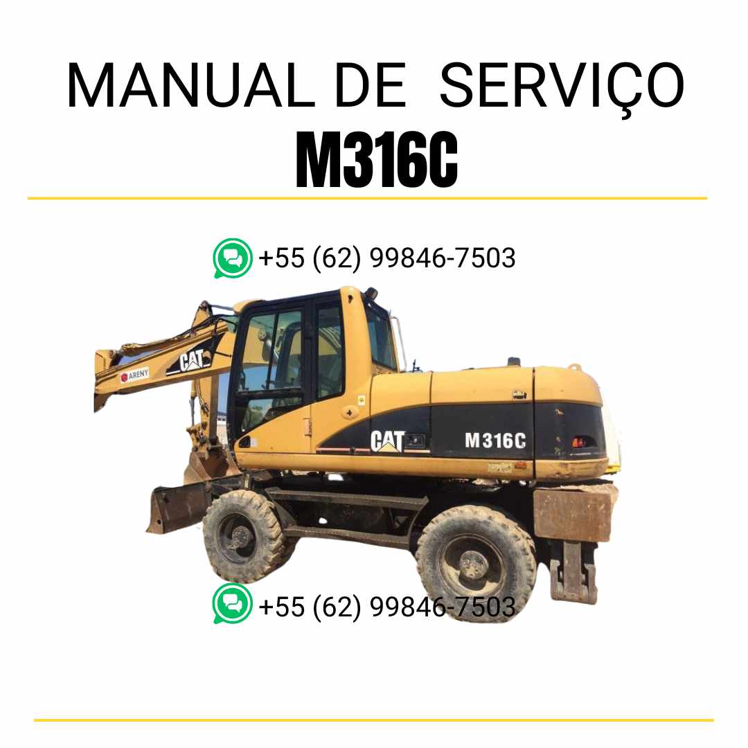 Manual de serviço Caterpillar M316C escavadeira de rodas em inglês, PDF detalhado com instruções de manutenção, ajustes e diagramas técnicos