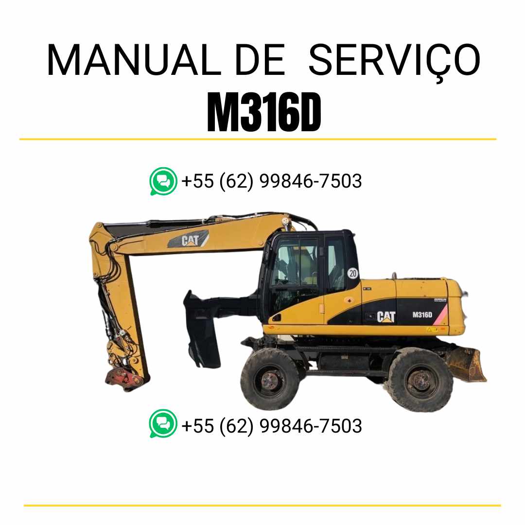 Manual de serviço Caterpillar M316D escavadeira de rodas em PDF, em inglês, com guia completo de manutenção, reparos técnicos e diagramas ilustrados