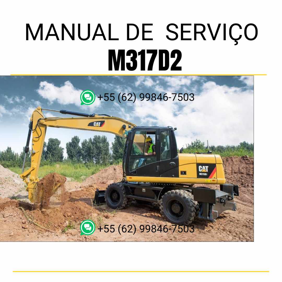 Manual de serviço Caterpillar M317D2 escavadeira de rodas em inglês, PDF completo com instruções técnicas e manutenção detalhada